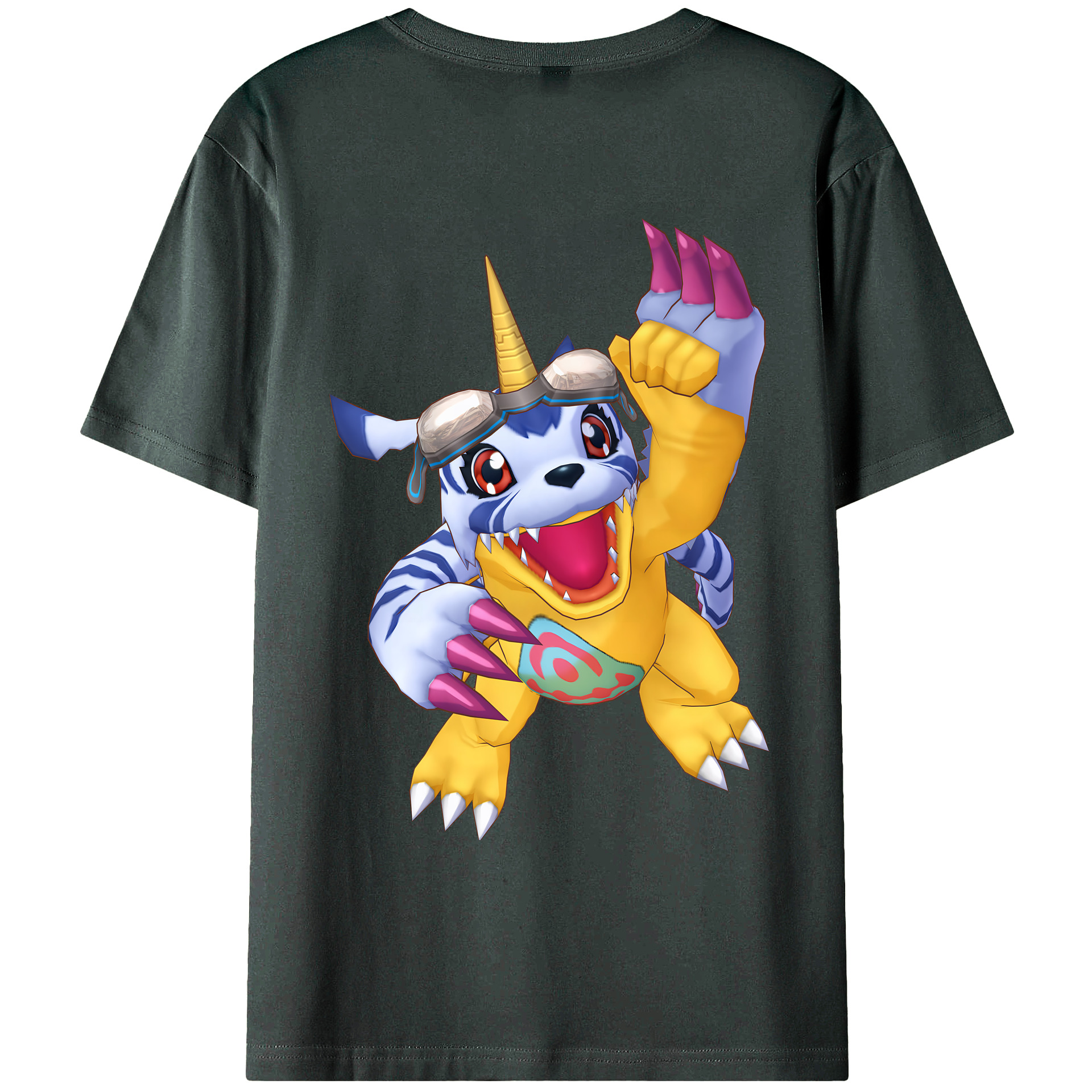 （画像用） Digimon デジタルモンスター/デジモン 綿100％ メンズ半袖Tシャツ（バックプリント） 通気性